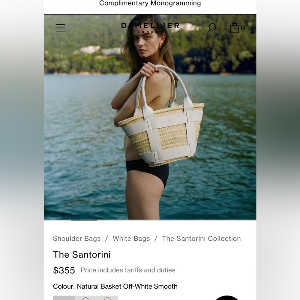 Santorini Collection Straw Tote - White and Tan from Neiman Marcus
